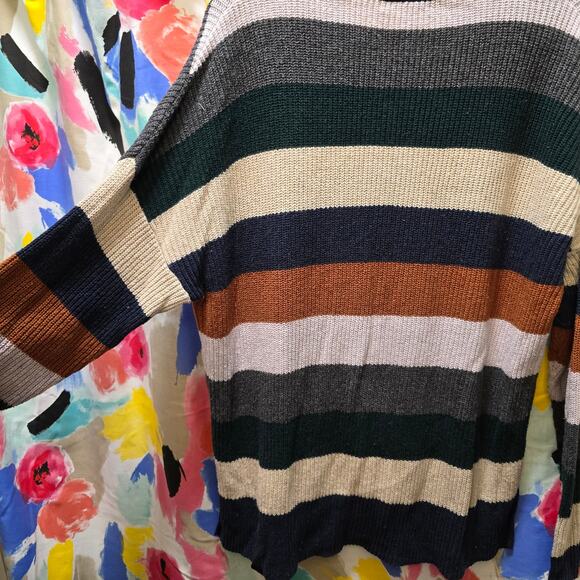 Madewell Thompson Pocket Pullover striped knit long sleeve crewneck sweater XL - Picture 9 of 9